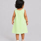 Seer Sucker Muslin Shoulder Button  Frock With Embroidery Lt.Green