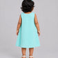Seer Sucker Muslin Shoulder Button Frock With Embroidery Mint