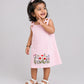 Seer Sucker Muslin Shoulder Button Frock With Embroidery Light Pink