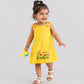 Seer Sucker Muslin Shoulder Button Frock With Embroidery DK.Yellow