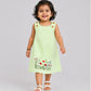 Seer Sucker Muslin Shoulder Button  Frock With Embroidery Lt.Green