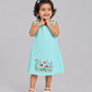 Seer Sucker Muslin Shoulder Button Frock With Embroidery Mint