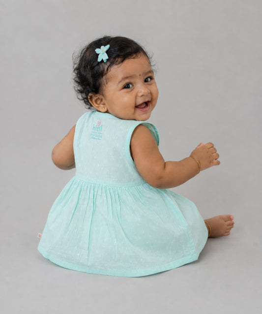 Swiss Dobby Sleeveless Casual Frock - Mint