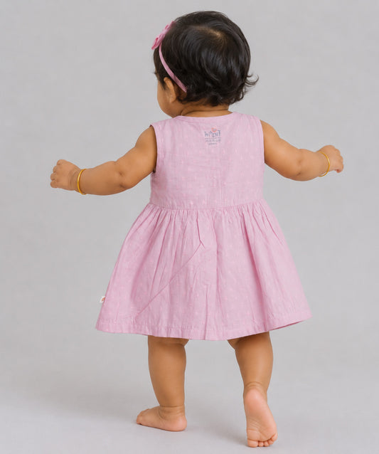 Swiss Dobby Sleeveless Casual Frock - Fragrant Lilac