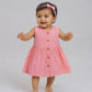 Swiss Dobby Sleeveless Casual Frock - Melon Pink
