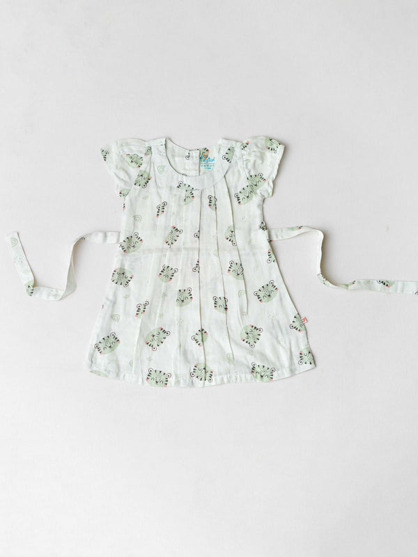 FIRSTIN Muslin Cap Sleeve Frock - Frost Tiger Rainbow