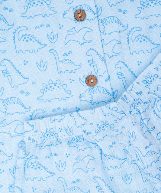 Muslin Night Suit - B. Tiny Dinos