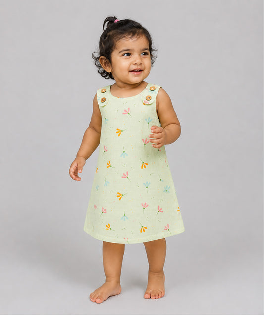Muslin Tent Frock - Lime Cream Bloom