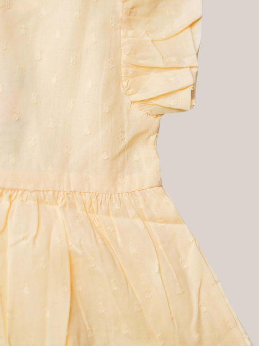 Swiss Dobby Half Sleeve Casual Frock - Vanilla