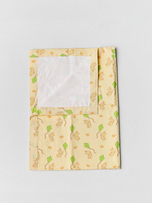 FIRSTIN Poplin Dohar (Mattress Protector/Receiving Sheet) - Vanilla Bunny Kite