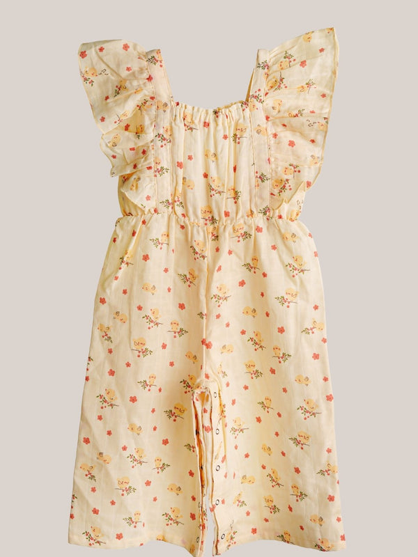 FIRSTIN Muslin Palazzo (Bottom Snap Button) - Vanilla Humming Bird