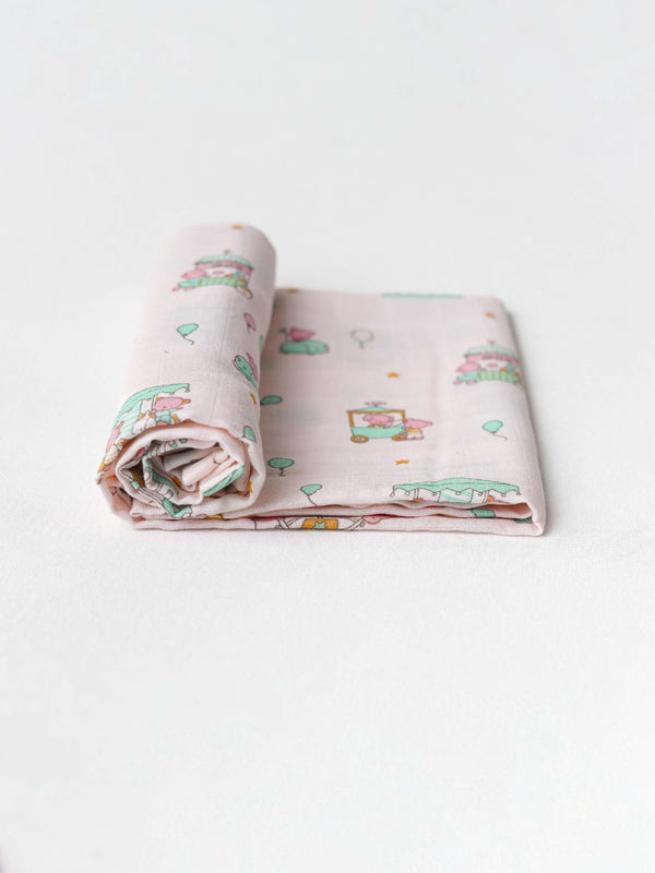 FIRSTIN Salsa Rose Ferris Wheel Muslin Towel - 70X70CM