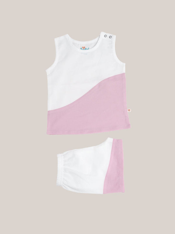 FIRSTIN Organic Cotton Duo Jabla-Shorts Set Sleeveless - White