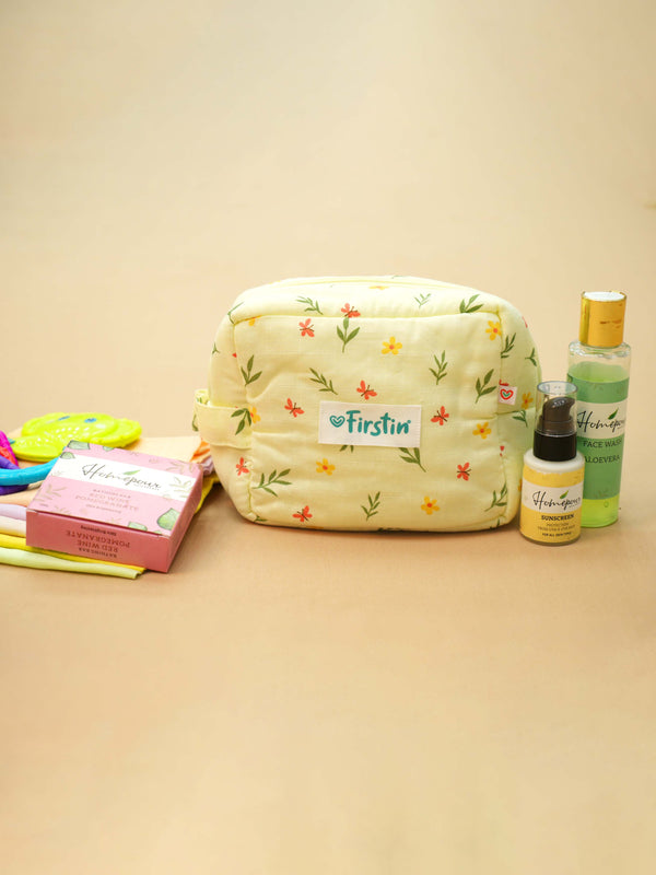 FIRSTIN Muslin Pouch - Zip Type - Yellow Spring