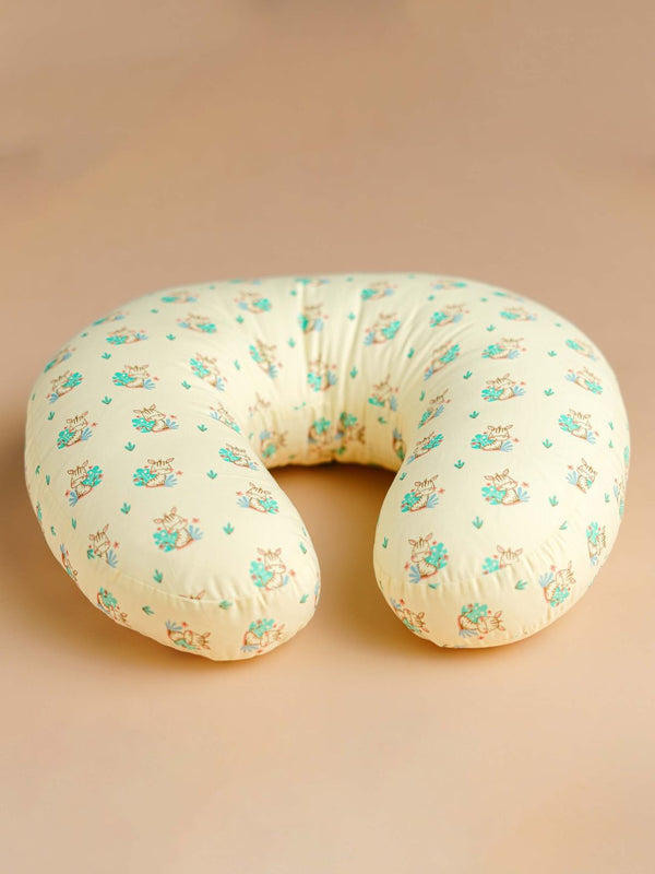 FIRSTIN Poplin Feeding Pillow - Yellow Zippy Zebra