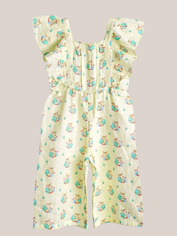 FIRSTIN Muslin Palazzo (Bottom Snap Button) - Yellow Zippy Zebra