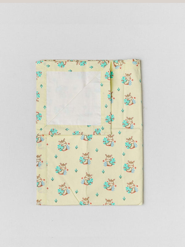 FIRSTIN Poplin Dohar (Mattress Protector/Receiving Sheet) - Yellow Zippy Zebra