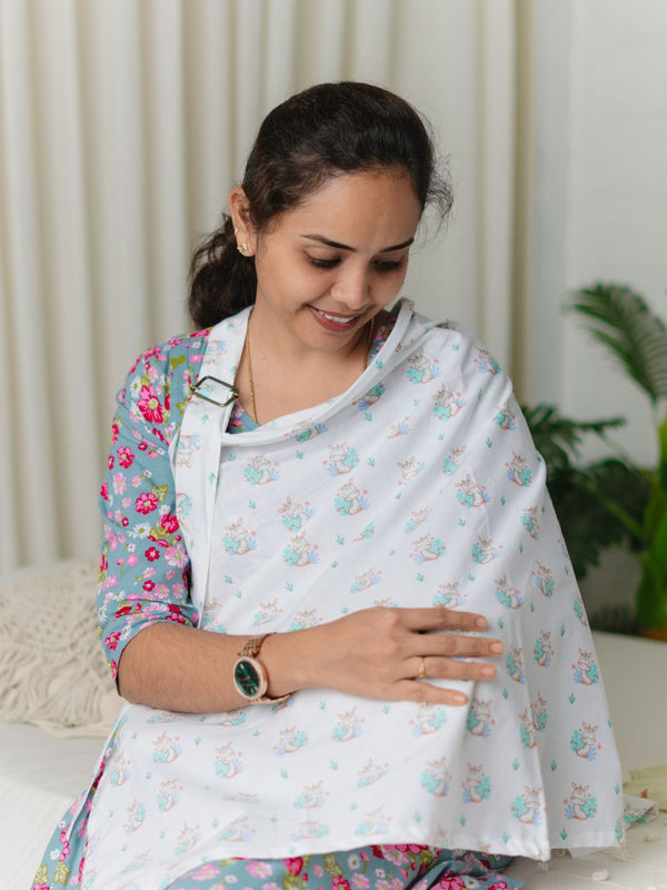 FIRSTIN Poplin Feeding Apron Yellow Zippy Zebra(W)