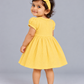 Muslin Lycra Fairy Frock (With Head Band) - Lemon Yellow