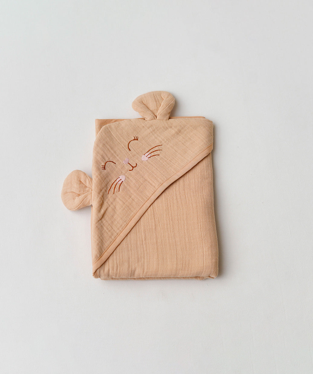 Muslin Bubble Crinkle Hooded Blanket - Breezy Beige (Kitty)