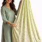 Lime Cream Runner Duck Print Poplin Cradle / Thottil / Jhula With Matching Net