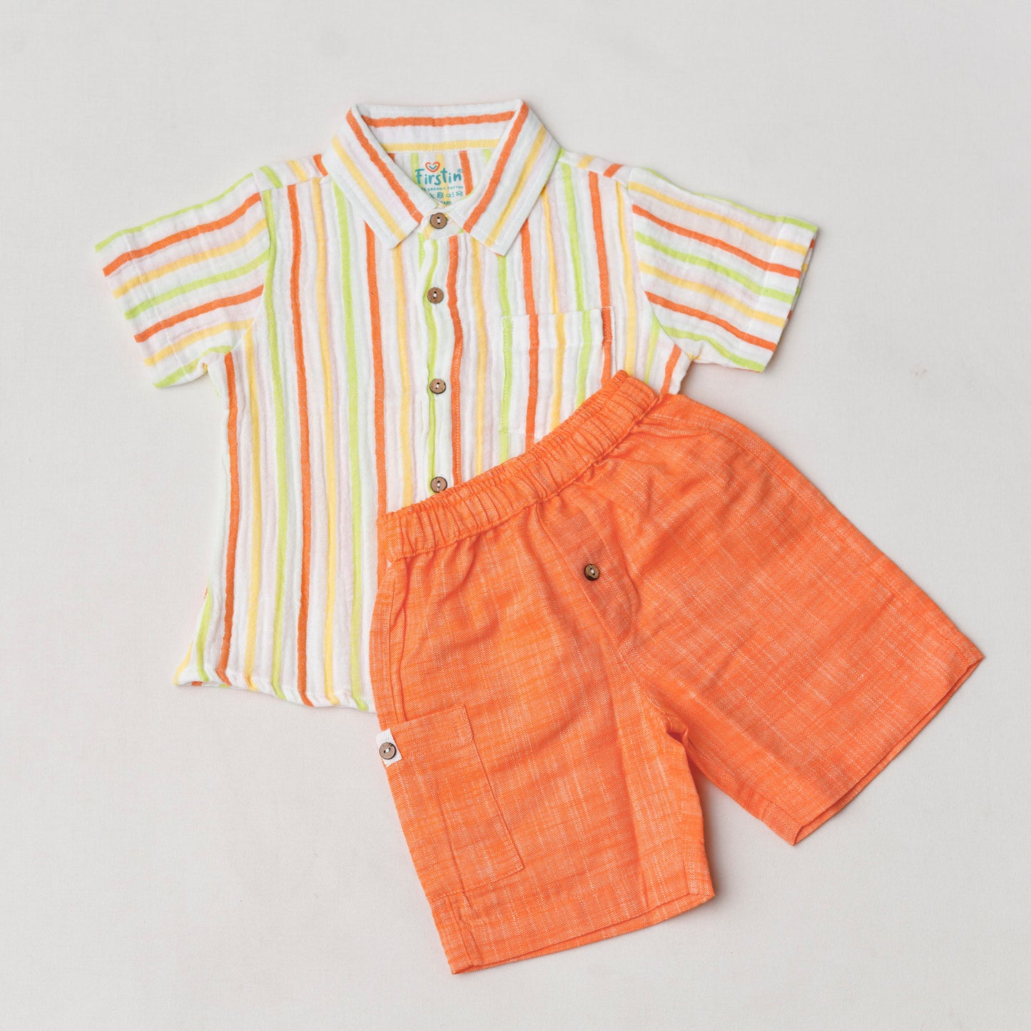 Y/D Muslin Crinkle Breezy Shirt-Shorts Set - Awning Stripe