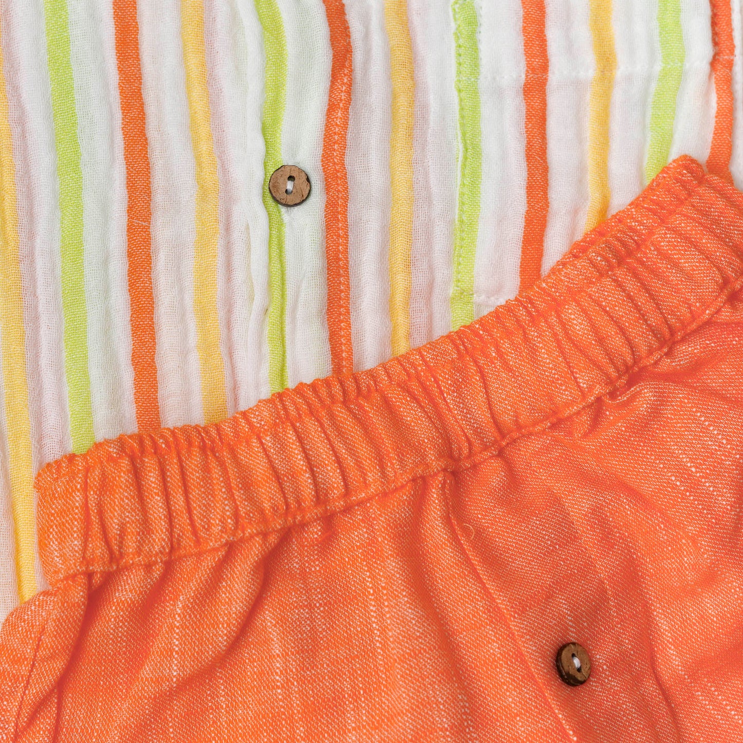 Y/D Muslin Crinkle Breezy Shirt-Shorts Set - Awning Stripe