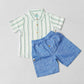 Y/D Muslin Crinkle Breezy Shirt-Shorts Set - Pin Stripe