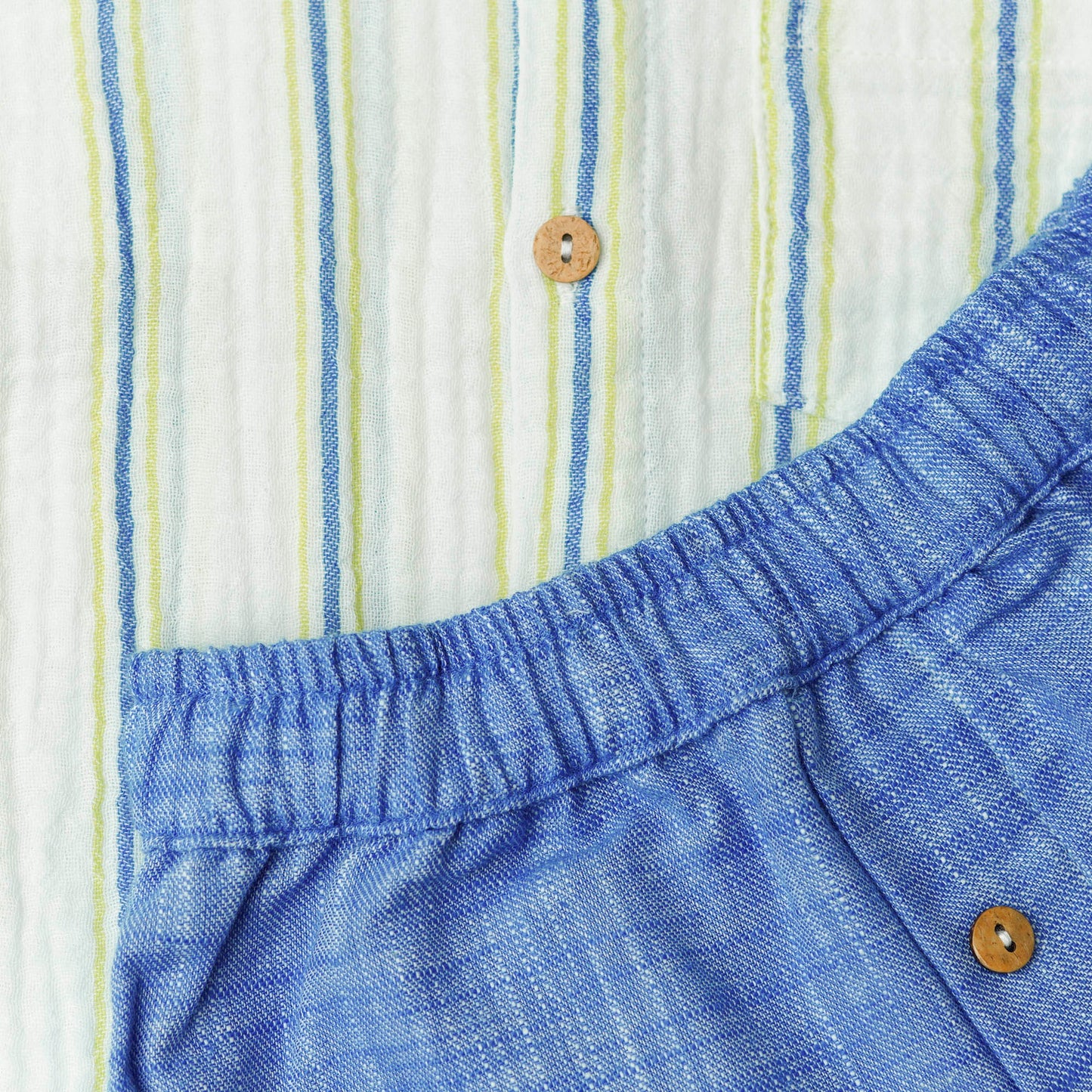Y/D Muslin Crinkle Breezy Shirt-Shorts Set - Pin Stripe