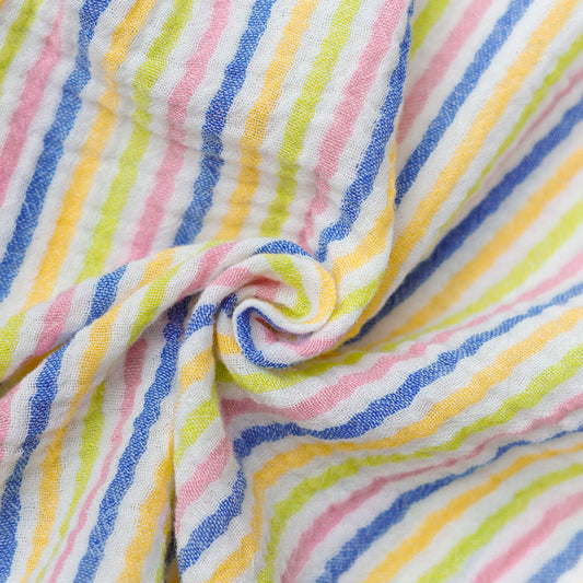 Y/D Muslin Crinkle Breezy Shirt-Shorts Set - Candy Stripe