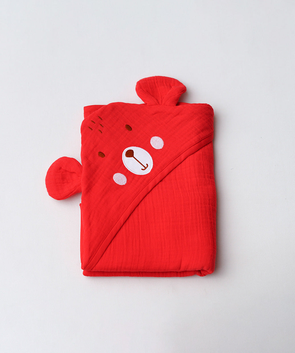 Muslin Bubble Crinkle Hooded Blanket - Carmine (Puppy)