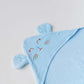 Muslin Bubble Crinkle Hooded Blanket - Aqua (Kitty)