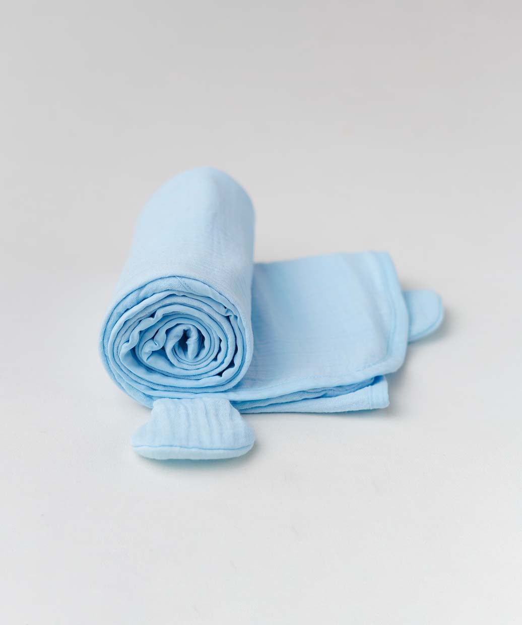 Muslin Bubble Crinkle Hooded Blanket - Aqua (Kitty)