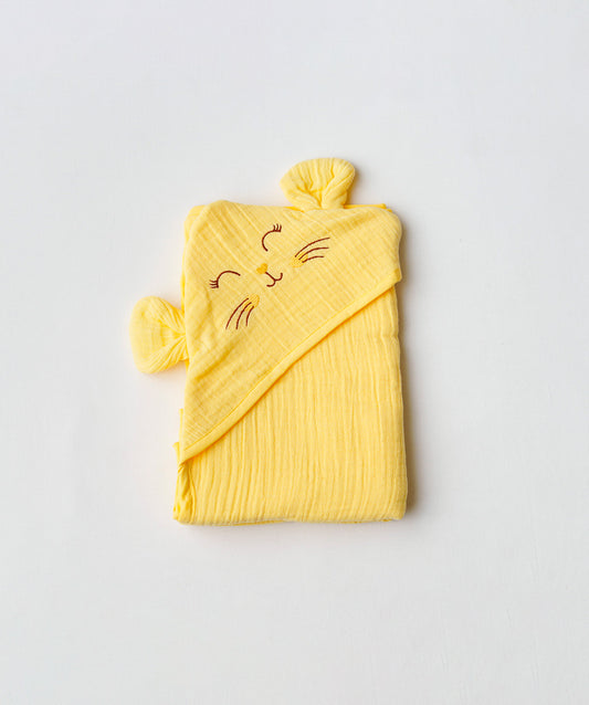 Muslin Bubble Crinkle Hooded Blanket - Crayola (Kitty)