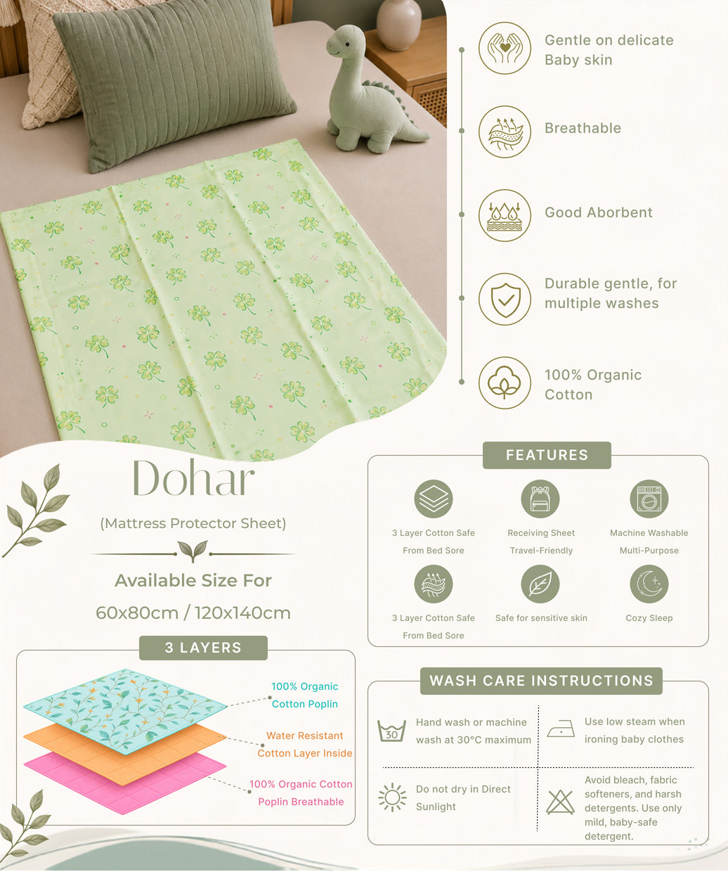 Poplin Cotton Dohar (Premium Bed Protector) - Fluo Green Buttercup