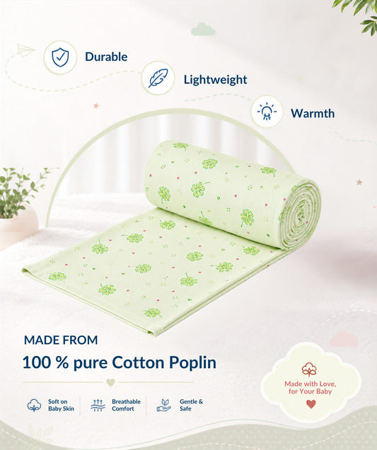 Poplin Cotton Dohar (Premium Bed Protector) - Fluo Green Buttercup