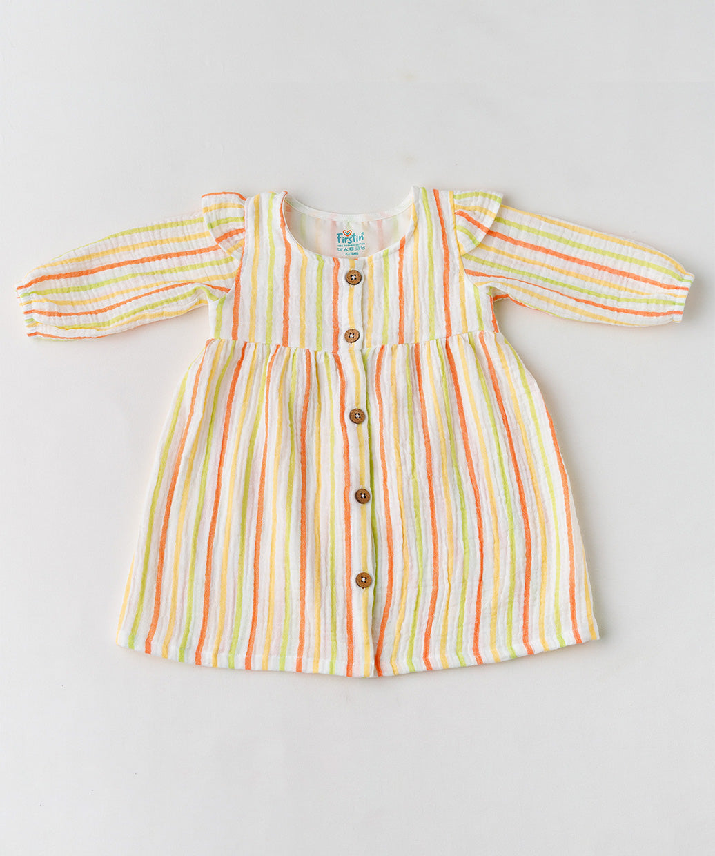 Y/D Muslin Crinkle Breezy Frock Full Sleeve - Awning Stripe