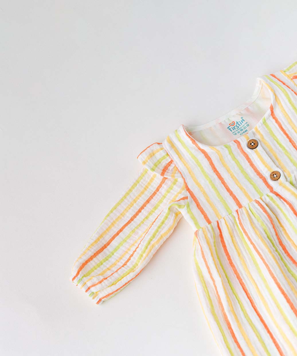 Y/D Muslin Crinkle Breezy Frock Full Sleeve - Awning Stripe