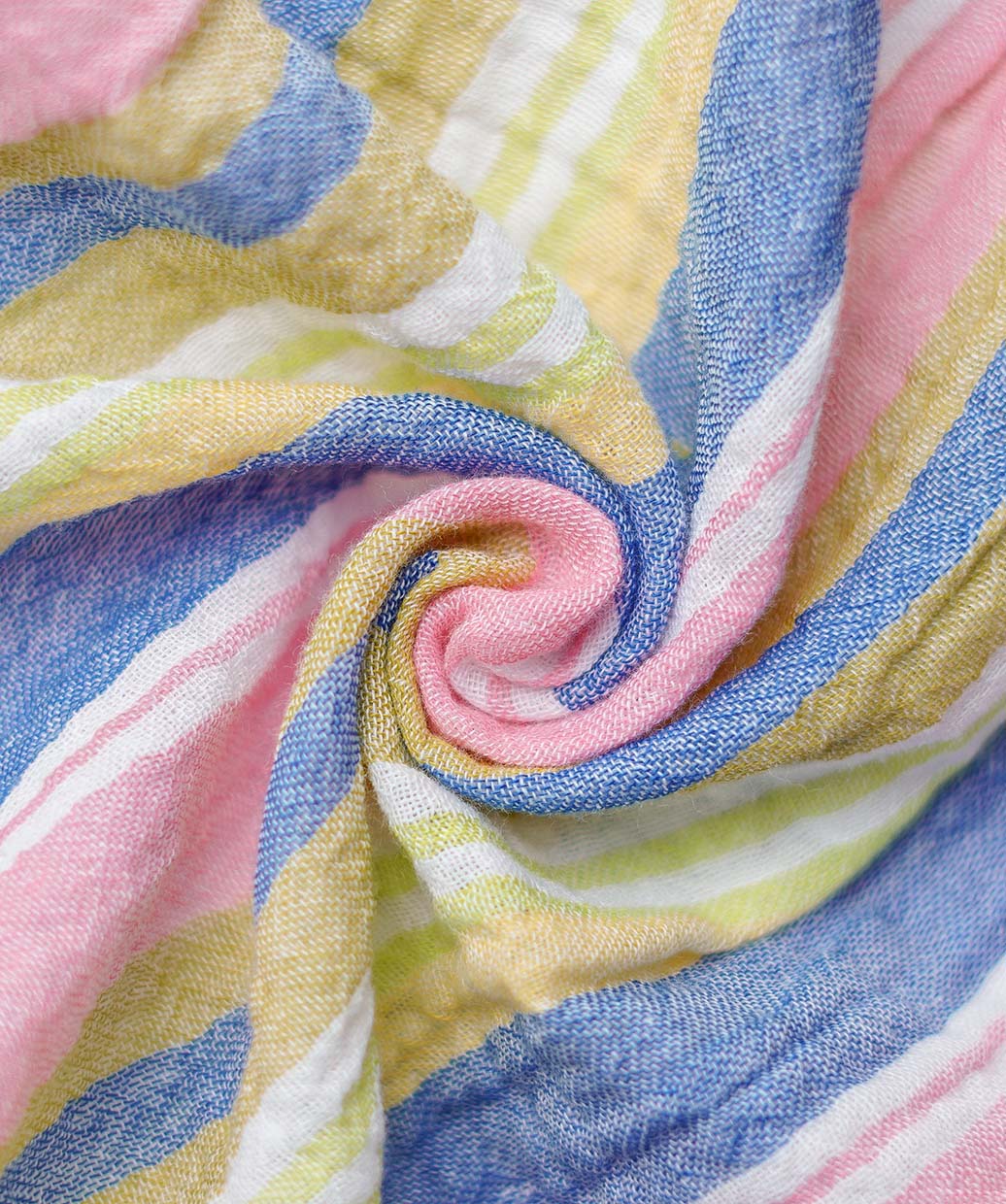 Y/D Muslin Crinkle Breezy Frock Full Sleeve - Balanced Stripe