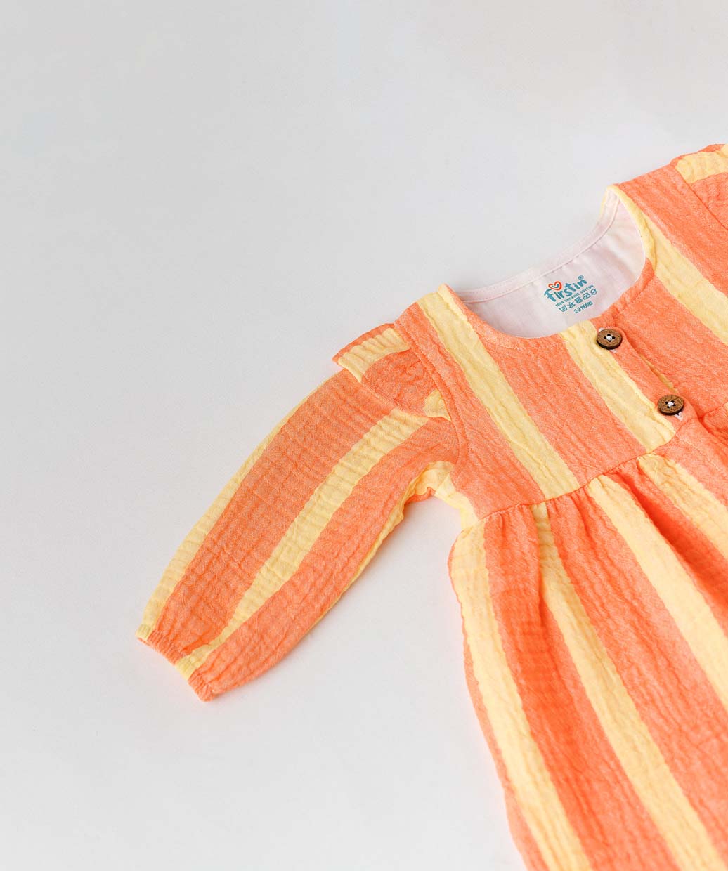 Y/D Muslin Crinkle Breezy Frock Full Sleeve - Bengal Stripe