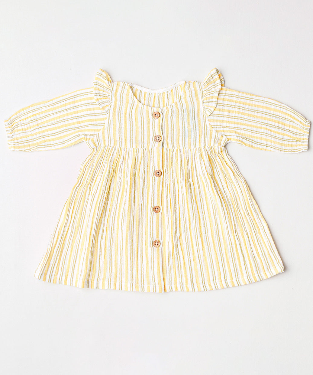 Y/D Muslin Crinkle Breezy Frock Full Sleeve - Pencil Stripe