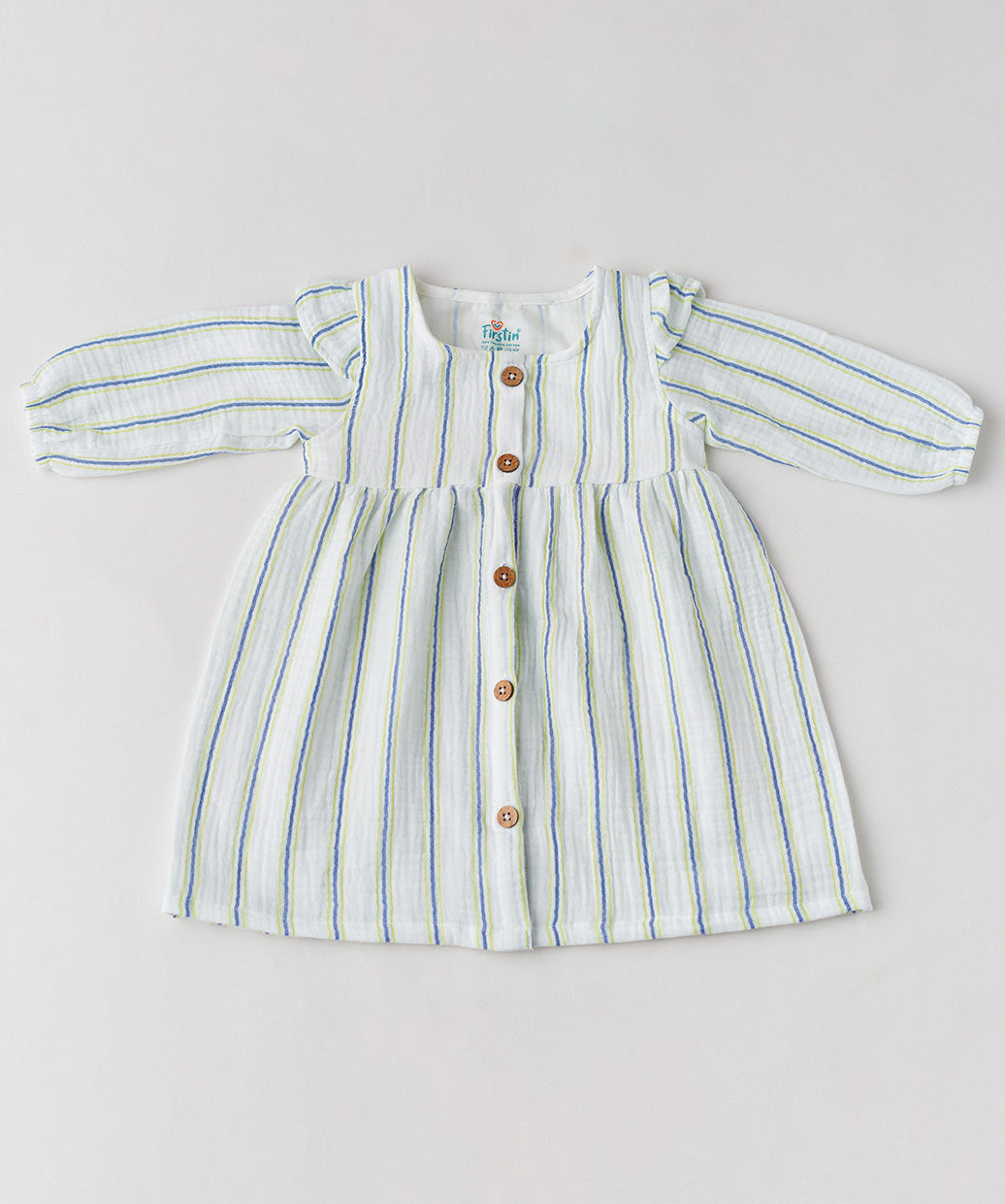Y/D Muslin Crinkle Breezy Frock Full Sleeve - Pin Stripe