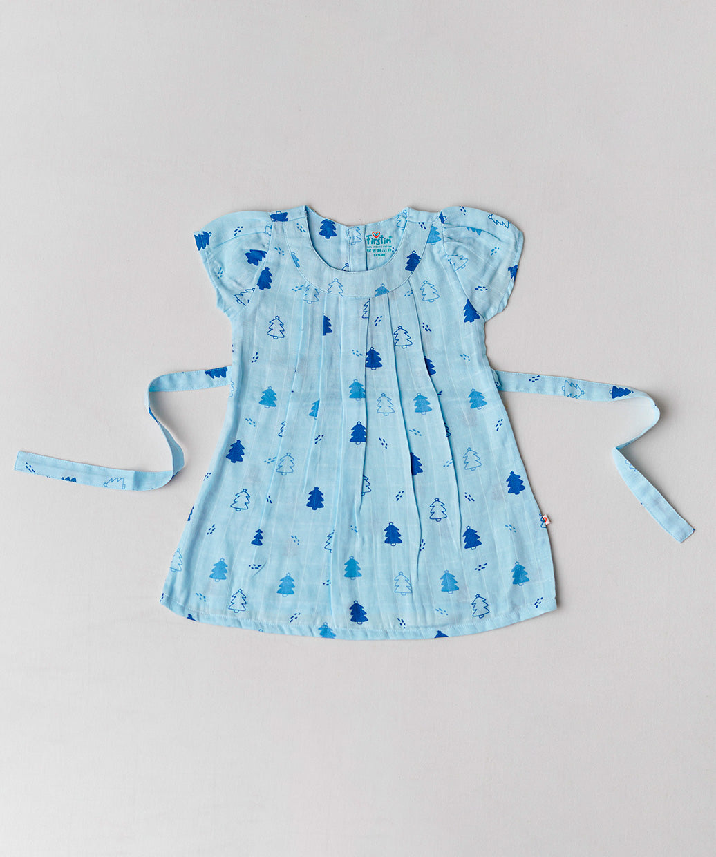 Muslin Cap Sleeve Frock - Blue Fir Tree