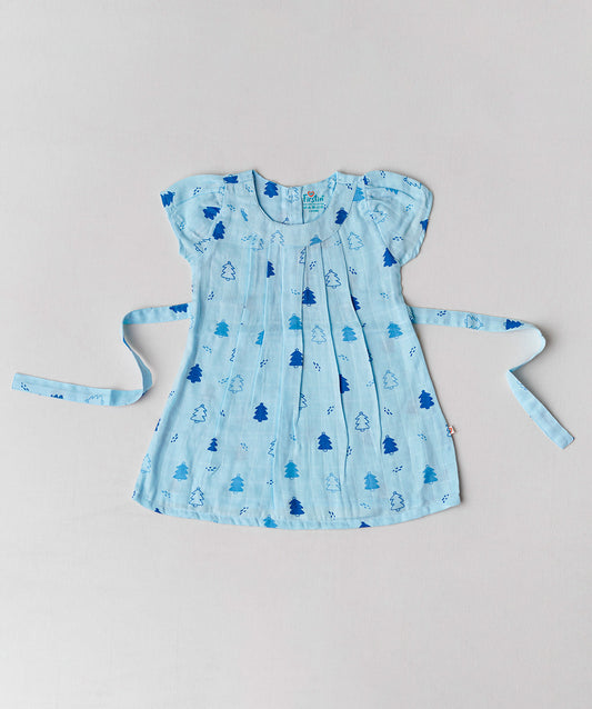 Muslin Cap Sleeve Frock - Blue Fir Tree
