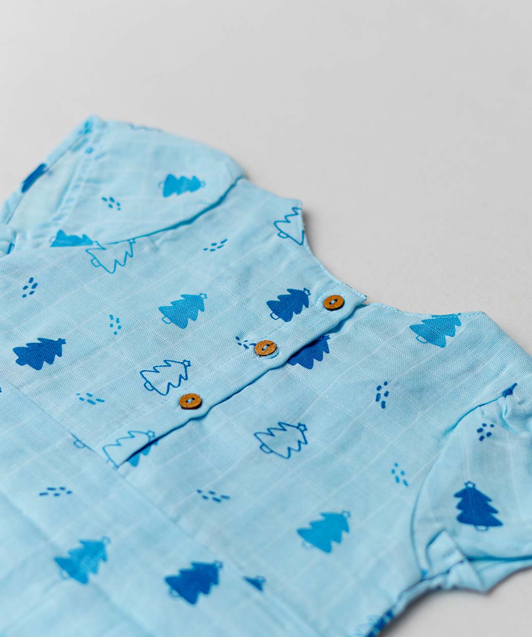 Muslin Cap Sleeve Frock - Blue Fir Tree