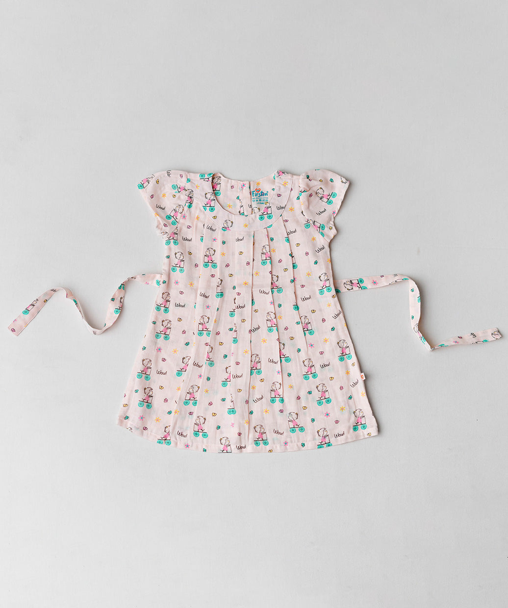 Muslin Cap Sleeve Frock - Salsa Rose Blushy