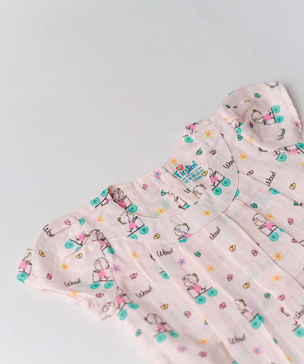 Muslin Cap Sleeve Frock - Salsa Rose Blushy
