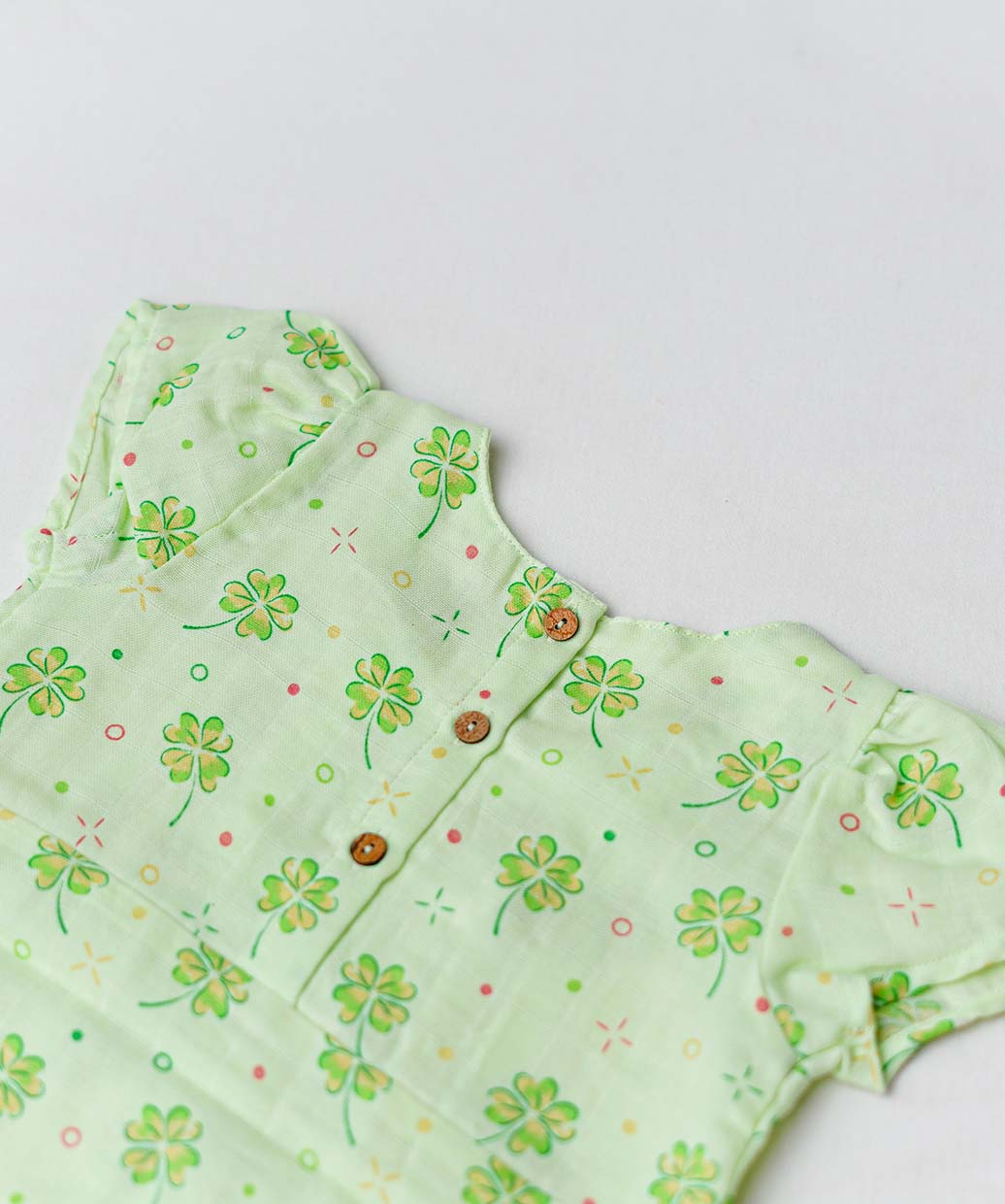 Muslin Cap Sleeve Frock - Fluo Green Buttercup