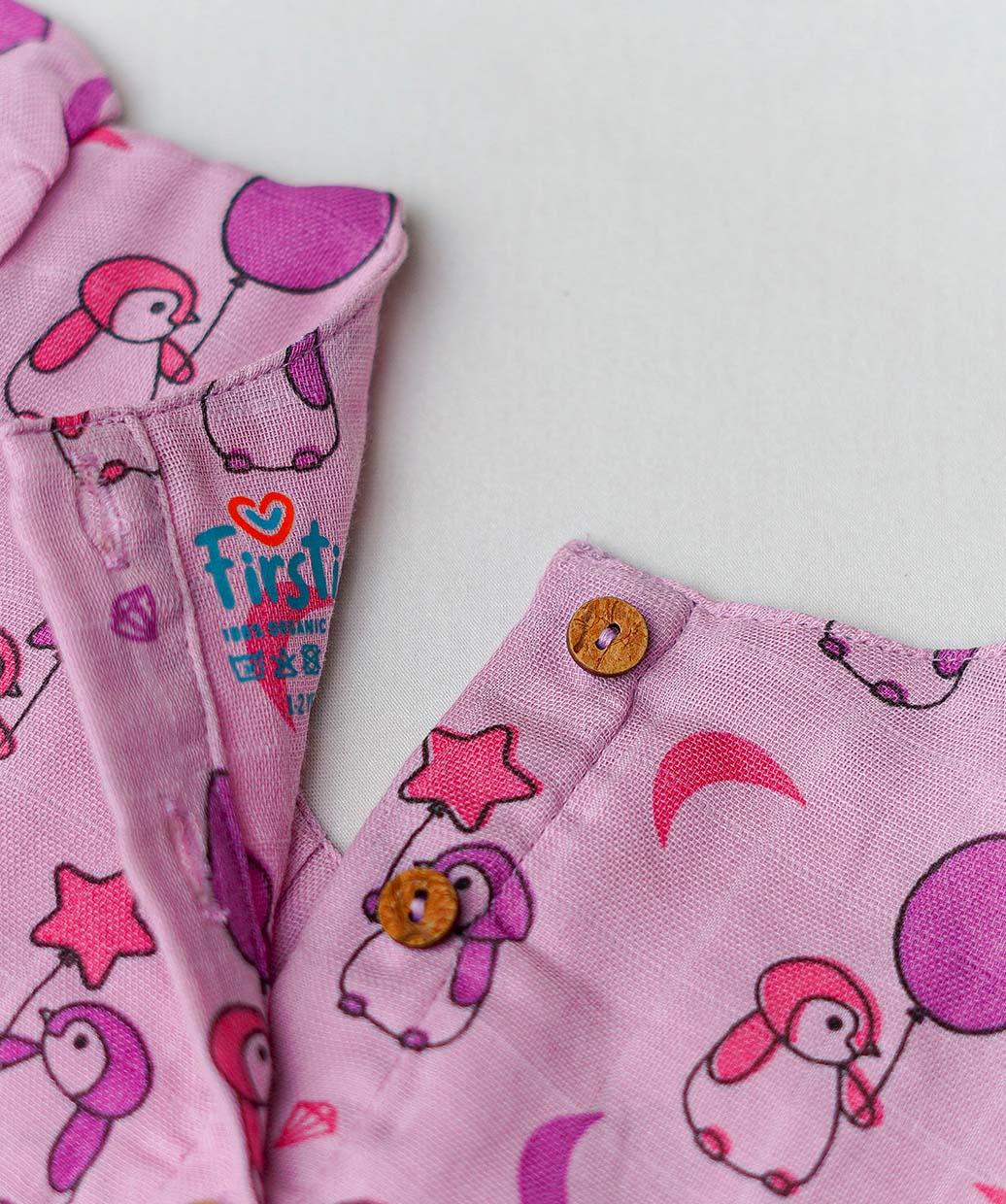 Muslin Cap Sleeve Frock - Fragrant Lilac Penguin