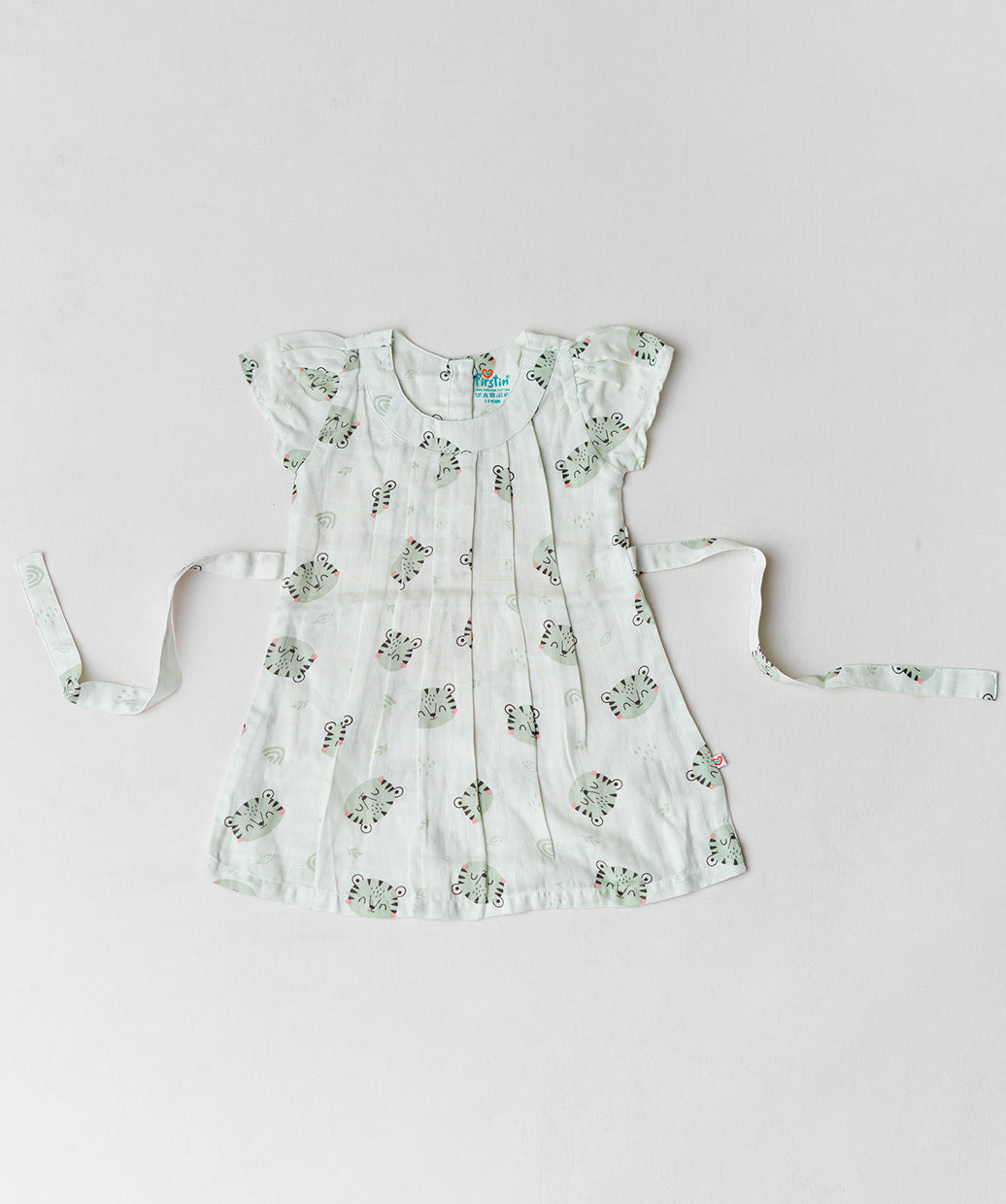 Muslin Cap Sleeve Frock - Frost Tiger Rainbow